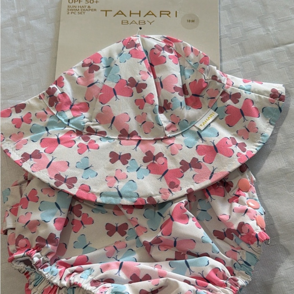 HARI Kids Butterfly Sun Hat - Pink and Blue